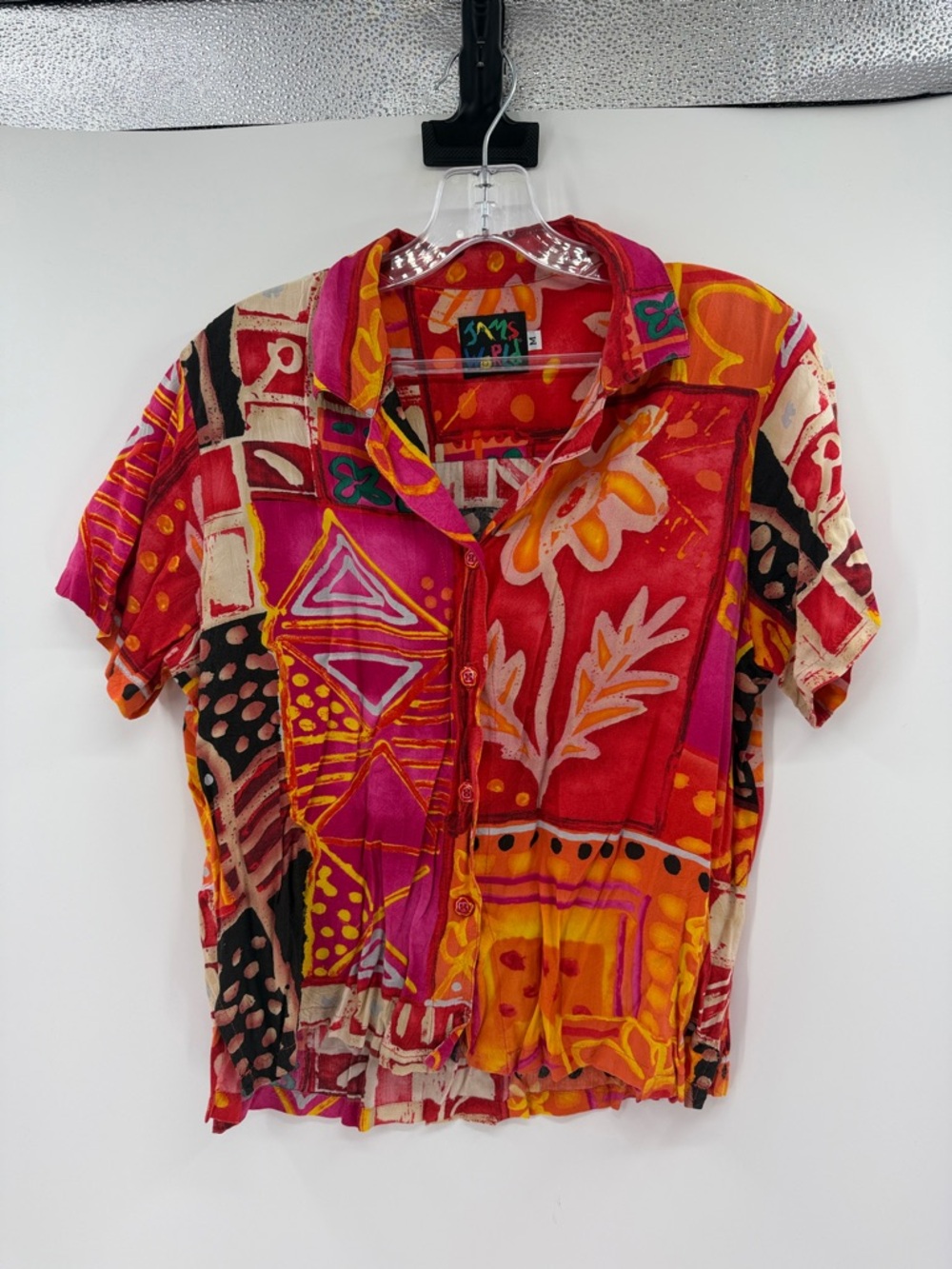 Jams World Women's Short Sleeve Button Down Top - Indian Summer - Medium